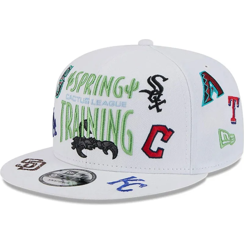 cappellino-piatto-bianco-snapback-9fifty-scatter-spring-training-fan-pack-2025-con-logo-mlb-cactus-league-di-new-era