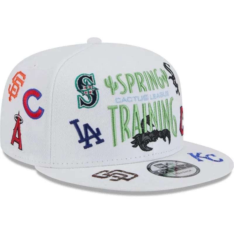 cappellino-piatto-bianco-snapback-9fifty-scatter-spring-training-fan-pack-2025-con-logo-mlb-cactus-league-di-new-era