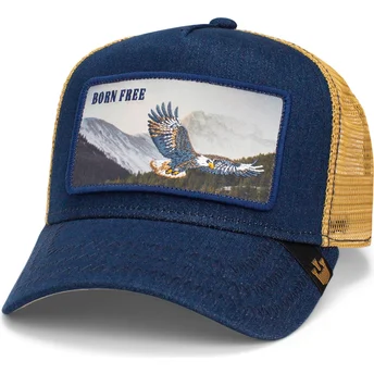 Casquette trucker bleue marine aigle Born Free Wild Heart The Farm Goorin Bros.