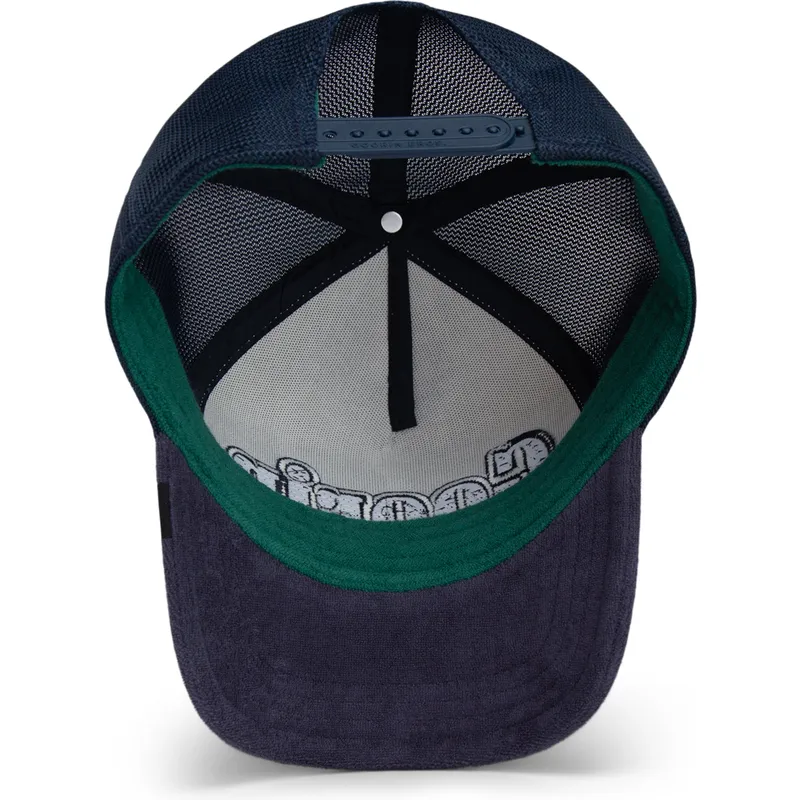 cappello-trucker-beige-e-blu-navy-full-flavor-wordmark-french-terry-di-goorin-bros