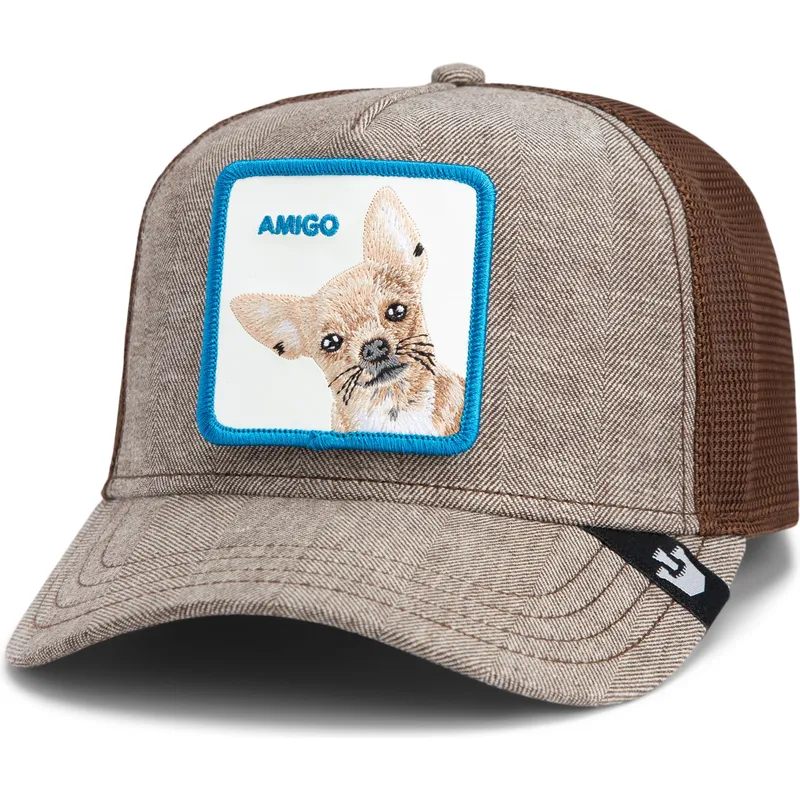cappello-trucker-marrone-cane-chihuahua-amico-suited-friend-business-professional-the-farm-di-goorin-bros