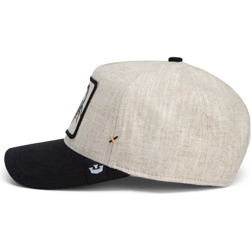 gorra-curva-beige-e-nera-snapback-scorpione-deadly-lethal-linen-rugged-comfort-the-farm-di-goorin-bros