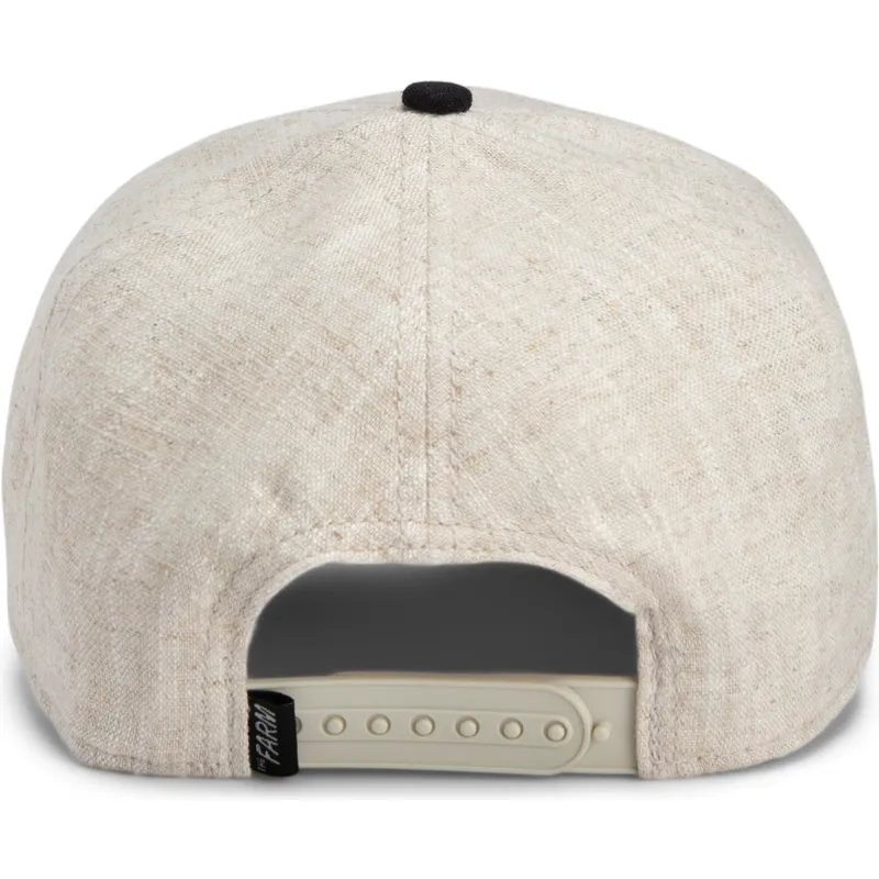 gorra-curva-beige-e-nera-snapback-scorpione-deadly-lethal-linen-rugged-comfort-the-farm-di-goorin-bros