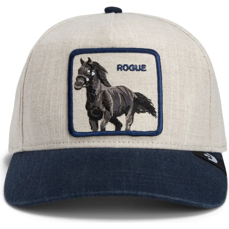 gorra-curva-beige-e-blu-navy-snapback-cavallo-rogue-thread-rebel-rugged-comfort-the-farm-di-goorin-bros