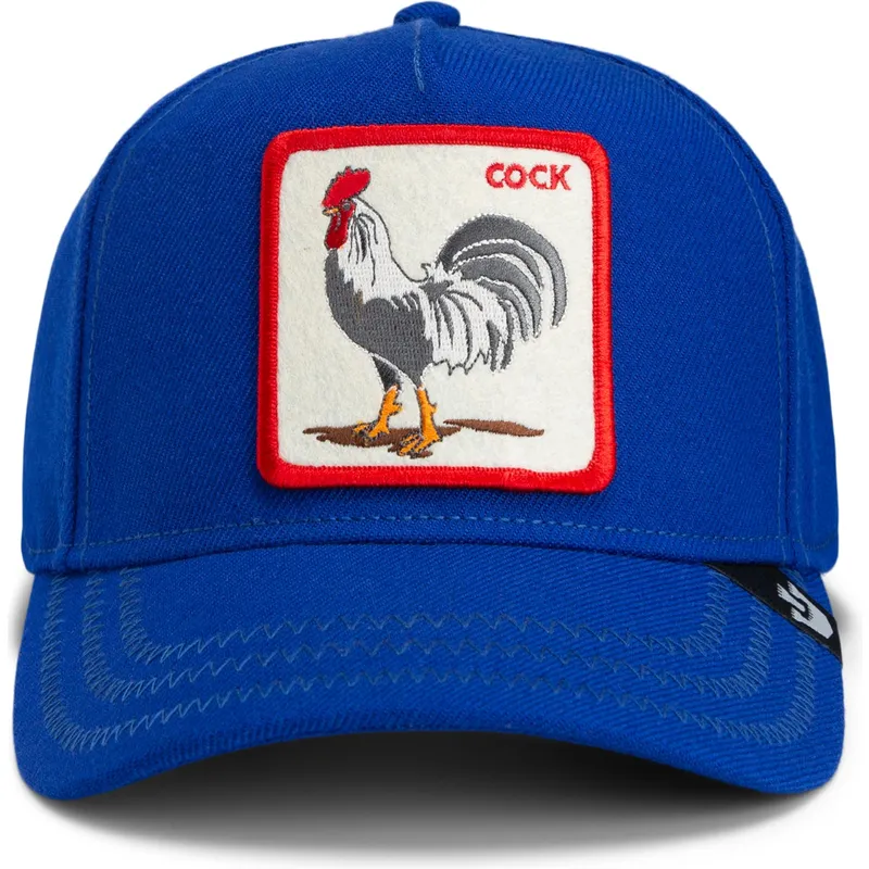 blaue-snapback-cap-mit-gebogenem-schirm-gallo-cock-rooster-field-100-the-farm-von-goorin-bros