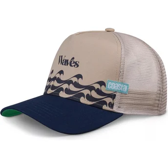 Beige och marinblå trucker-keps Bauhaus Waves HFT från Coastal