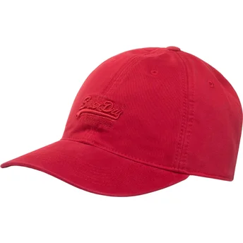 Cappellino curvo rosso regolabile Vintage Embroidery Optic Pitch di Superdry