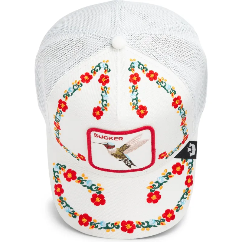 epci-curbata-alb-snapback-goorin-bros-hummingbird-sucker-necessary-nectar-flora-fauna-the-farm-white-hat-the-farm-de-goorin-bros