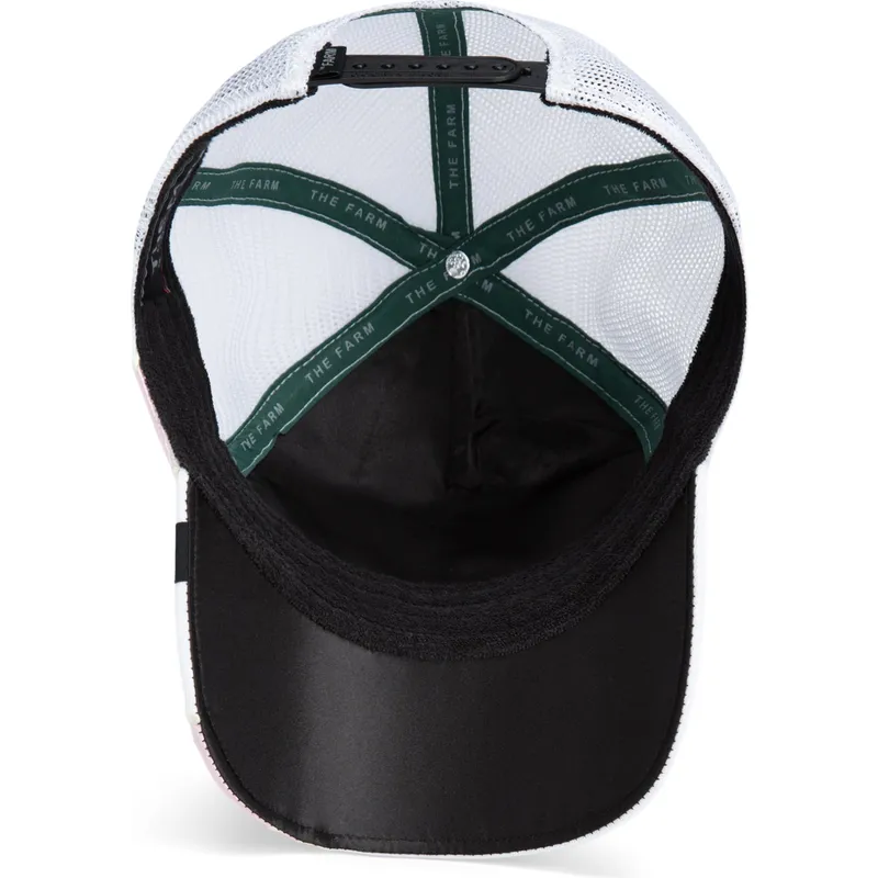 cappello-trucker-goorin-bros-delfino-rizz-rizzky-bizznizz-great-escape-the-farm-nero-e-bianco