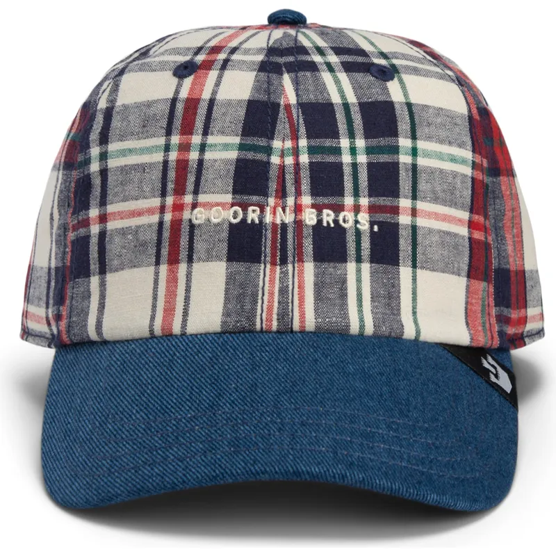 cap-curbata-navy-blue-snapback-goorin-bros-curved-brim-raised-in-a-barn-papa-cap-madras-the-farm-navy-blue-and-red-cap-the-farm-