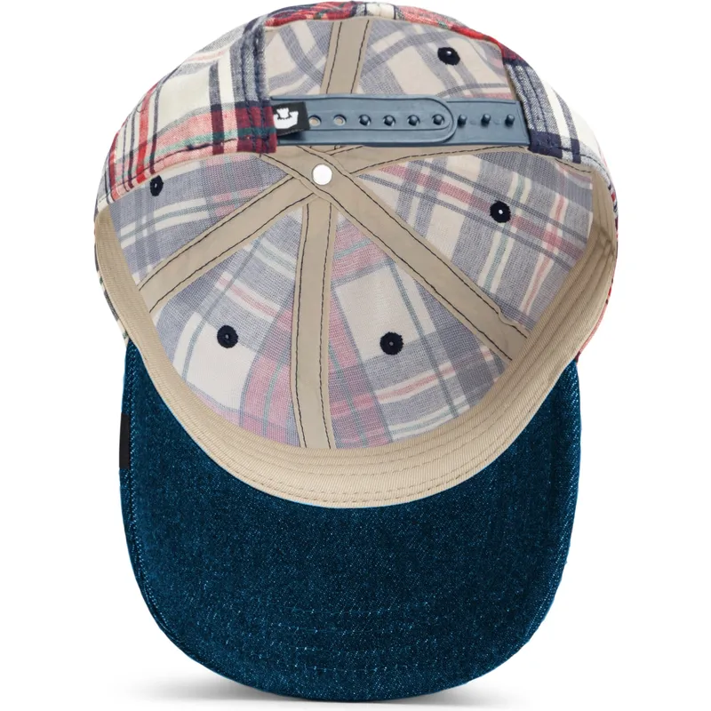 goorin-bros-gebogener-schirm-raised-in-a-barn-papa-cap-madras-the-farm-dunkelblau-und-rot-snapback-cap