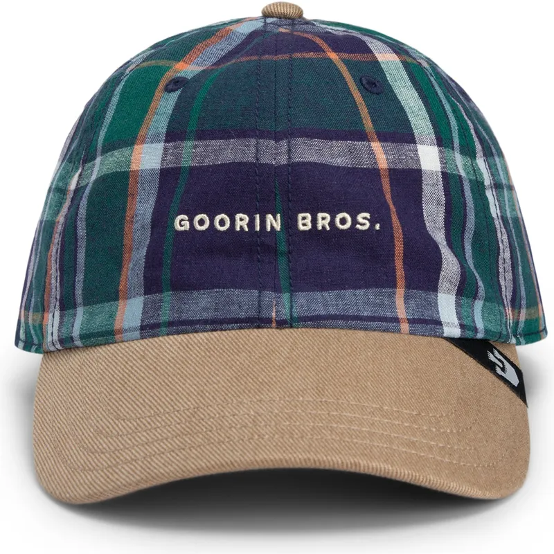epci-curbata-papagal-snapback-goorin-bros-curved-brim-hardly-working-papa-cap-madras-the-farm-navy-blue-and-brown-cap-the-farm-d