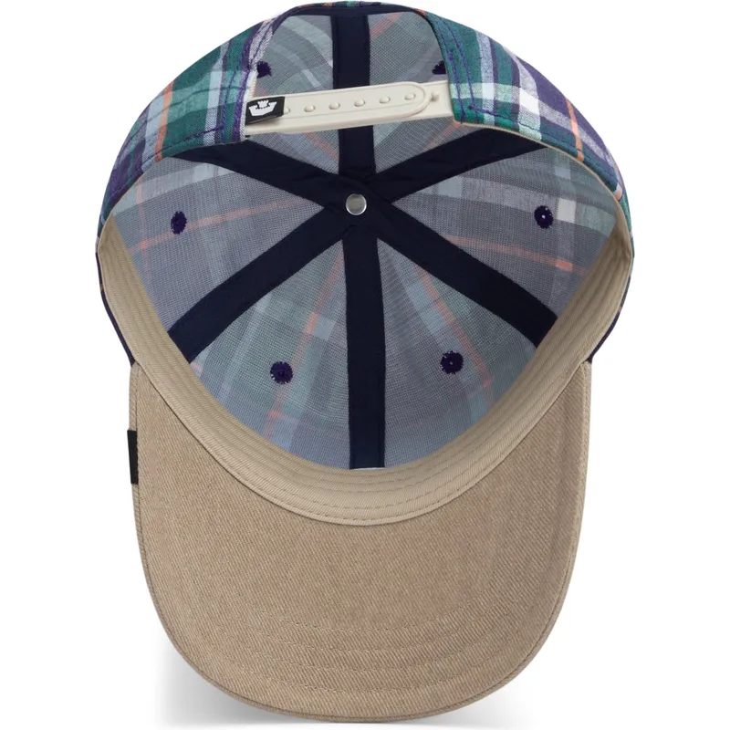 epci-curbata-papagal-snapback-goorin-bros-curved-brim-hardly-working-papa-cap-madras-the-farm-navy-blue-and-brown-cap-the-farm-d