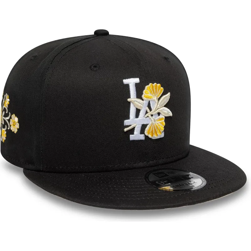 berretto-snapback-nero-9fifty-con-visiera-piatta-e-motivo-floreale-dei-los-angeles-dodgers-mlb-di-new-era