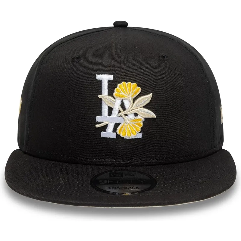 berretto-snapback-nero-9fifty-con-visiera-piatta-e-motivo-floreale-dei-los-angeles-dodgers-mlb-di-new-era