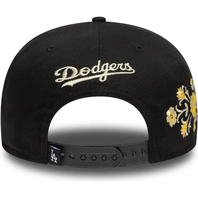 berretto-snapback-nero-9fifty-con-visiera-piatta-e-motivo-floreale-dei-los-angeles-dodgers-mlb-di-new-era