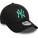 casquette-courbee-noire-ajustable-avec-logo-bleu-9forty-league-essential-new-york-yankees-mlb-new-era