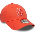 casquette-courbee-orange-ajustable-avec-logo-orange-9forty-team-outline-new-york-yankees-mlb-new-era