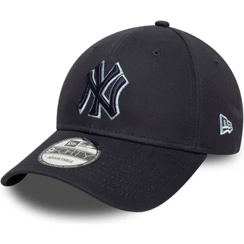 Casquette courbée bleue marine ajustable avec logo bleu marine 9FORTY Team Outline New York Yankees MLB New Era