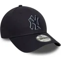 casquette-courbee-bleue-marine-ajustable-avec-logo-bleu-marine-9forty-team-outline-new-york-yankees-mlb-new-era
