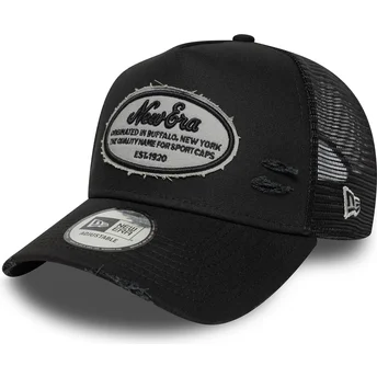 Casquette trucker noire A Frame Oval Distress Patch New Era