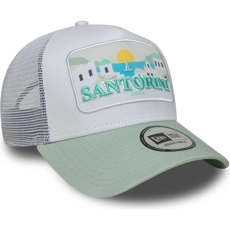 new-era-santorini-greece-a-frame-summer-weisse-und-grune-trucker-kappe