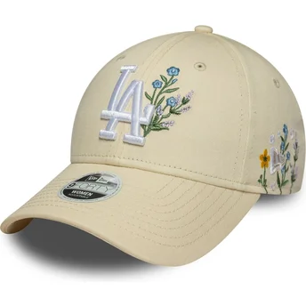 Casquette courbée beige ajustable pour femme 9FORTY Floral Icon Los Angeles Dodgers MLB New Era