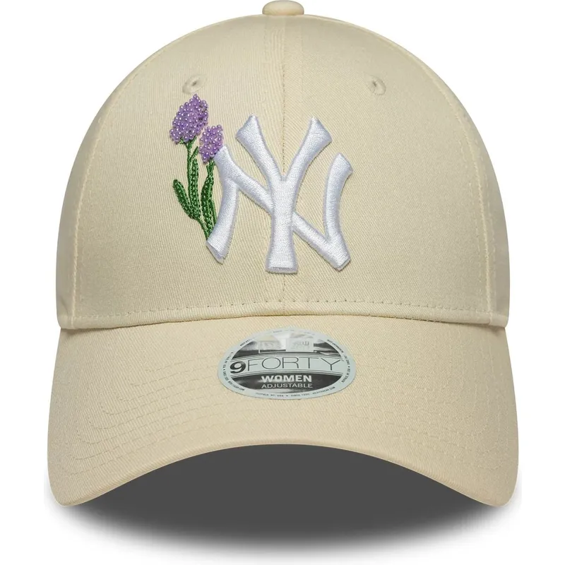beige-verstellbare-damen-cap-9forty-beaded-der-new-york-yankees-mlb-von-new-era