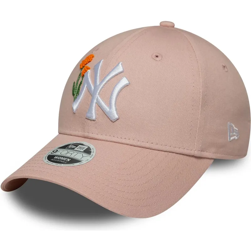 verstellbare-rosa-damenkappe-mit-gebogenem-schirm-9forty-beaded-new-york-yankees-mlb-von-new-era