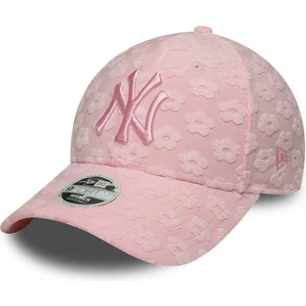 Justerbar rosa kurvad keps för dam 9FORTY Floral Towelling från New York Yankees MLB av New Era