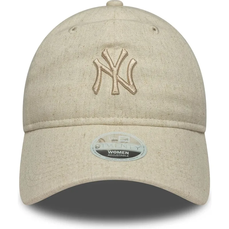 bojd-beige-justerbar-keps-for-dam-med-beige-logotyp-9twenty-linen-fran-new-york-yankees-mlb-av-new-era