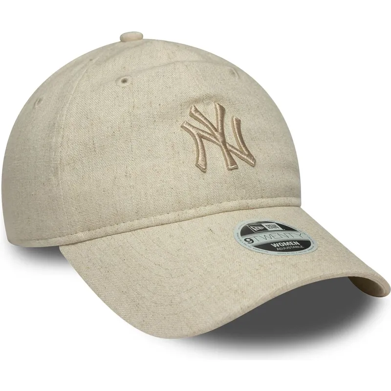 bojd-beige-justerbar-keps-for-dam-med-beige-logotyp-9twenty-linen-fran-new-york-yankees-mlb-av-new-era