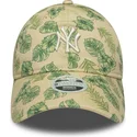 new-era-curved-brim-women-9twenty-all-over-print-tropical-new-york-yankees-mlb-beige-adjustable-cap