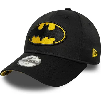 Casquette courbée noire ajustable pour enfant 9FORTY All Over Print Batman DC Comics New Era
