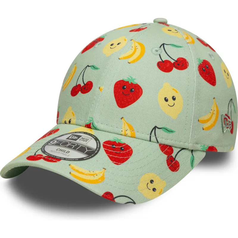 cappellino-curvo-verde-regolabile-per-bambino-9forty-all-over-print-fruit-di-new-era