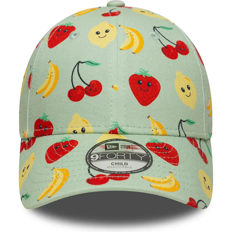 grune-verstellbare-kinderkappe-9forty-all-over-print-fruit-von-new-era
