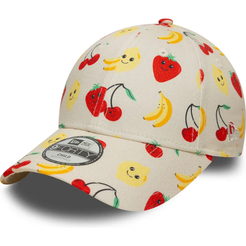 beige-verstellbare-kinder-cap-9forty-all-over-print-fruit-von-new-era