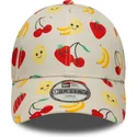 casquette-courbee-beige-ajustable-pour-enfant-9forty-all-over-print-fruit-new-era