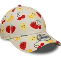 casquette-courbee-beige-ajustable-pour-enfant-9forty-all-over-print-fruit-new-era