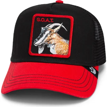 Czarna i czerwona czapka trucker z kozą The Goat Steer Fab Farm od Goorin Bros.
