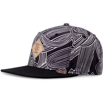 Snapback nero a visiera piatta MA Pattern di Djinns