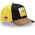 cappellino-curvo-nero-giallo-e-marrone-snapback-pikachu-pmk6-pik-pokemon-di-capslab