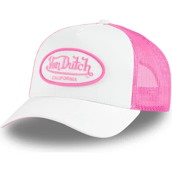 Von Dutch FLUO01 CT White and Pink Trucker Hat