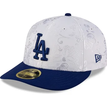 Vit och blå platt keps justerad 59FIFTY Day Low Profile från Los Angeles Dodgers MLB av New Era