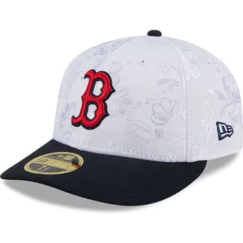 Platt keps marinblå och vit justerad 59FIFTY Day Low Profile från Boston Red Sox MLB av New Era