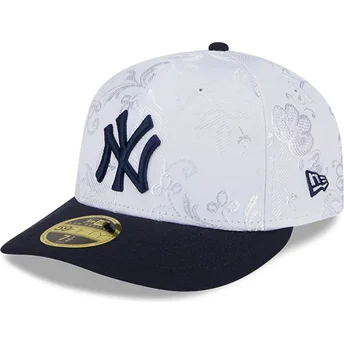 New York Yankees MLB New Era 59FIFTY Day Low Profile justerbar marinblå och vit platt keps
