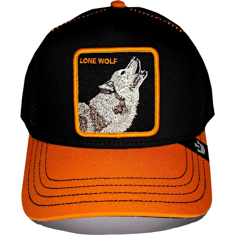 gorra-trucker-nera-e-arancione-lupo-solo-wolf-fab-farm-di-goorin-bros