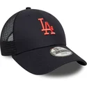 marinbla-justerbar-trucker-keps-for-barn-med-rod-logotyp-9forty-homefield-fran-los-angeles-dodgers-mlb-av-new-era