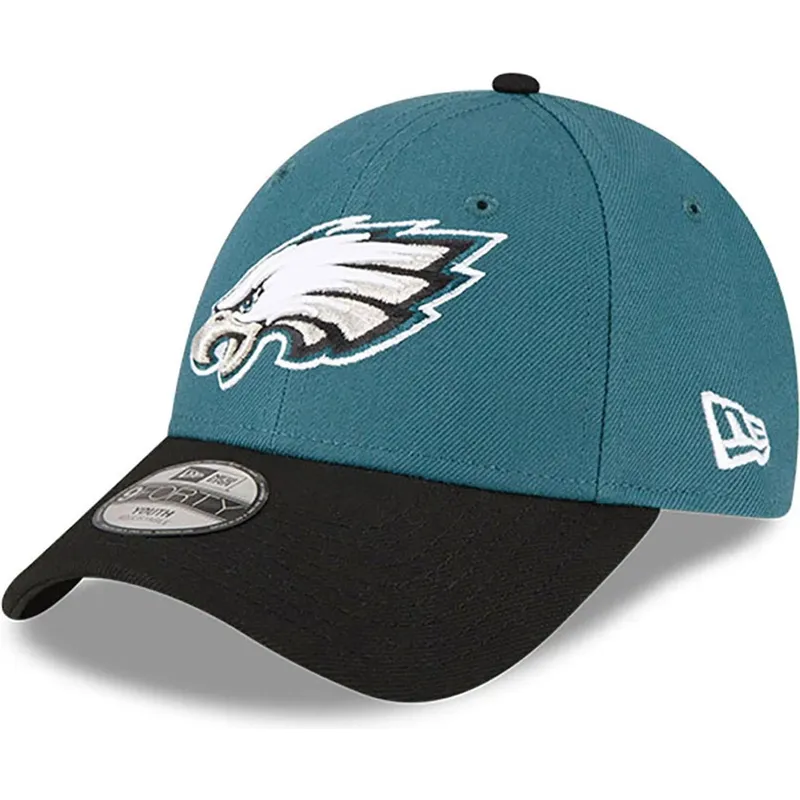 cappello-curvo-verde-e-nero-regolabile-per-bambino-9forty-the-league-dei-philadelphia-eagles-nfl-di-new-era