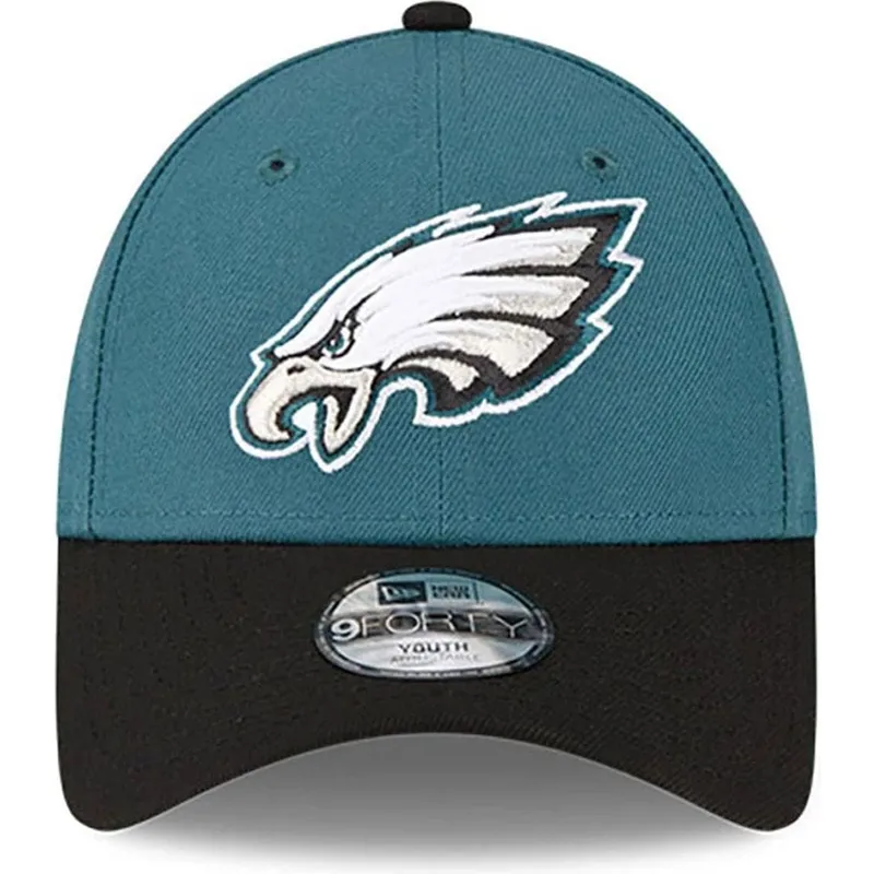 cappello-curvo-verde-e-nero-regolabile-per-bambino-9forty-the-league-dei-philadelphia-eagles-nfl-di-new-era